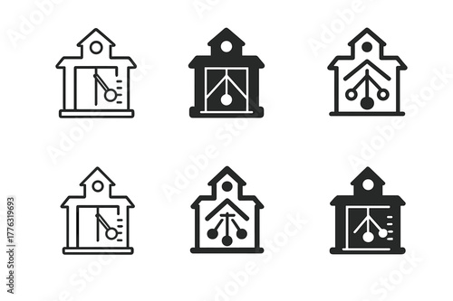 Science Experiment Logos. Teaching science experiments in schools. Icon set. Set Logo of teaching science experiments in schools: pendulum motion apparatus