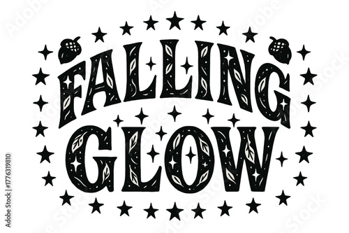 Falling Glow Lettering. Falling Glow ? Decorative Display Lettering: arched letters filled with dotted