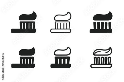 Morning Logo Variations. Morning wake-up. Set Logo of Morning wake-up: toothbrush with dab of paste. Icon set. harmonious logo variations of the same