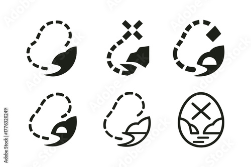 Smuggler's Route Logos. Smuggler?s route. Set Logo of Smuggler?s route: dashed line to hidden cove. harmonious logo variations of the same emblematic concept,