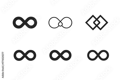 Harmonious Logo Variations. Brand collaboration. Set Logo of brand collaboration: merged infinity loop. Icon set. harmonious logo variations of the same