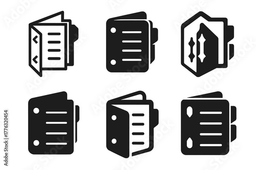 Organizing Logo Variations. A professional organizing business documents and files in an office. Set Logo of A professional organizing business documents and