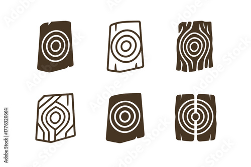 Eco Design Logos. Inspirational design with ecology materials trend. Set Logo of Inspirational design with ecology materials trend: reclaimed wood plank with