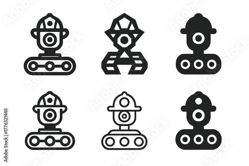 Tech-Enhanced Firefighter Logos. Firefighters and emergency services working with technology. Set Logo of firefighters and emergency services working with