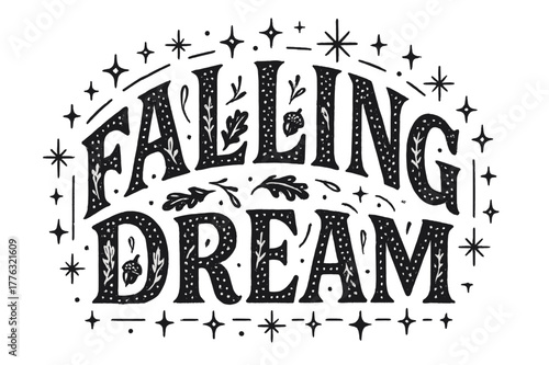 Falling Dream Typography. Falling Dream ? Decorative Display Lettering: arched letters filled with dotted