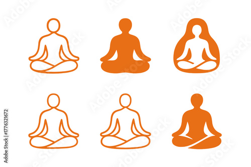 Fitness Logo Variations. Fitness and wellness. Set Logo of Fitness and wellness: meditation posture. Icon set. harmonious logo variations of the same