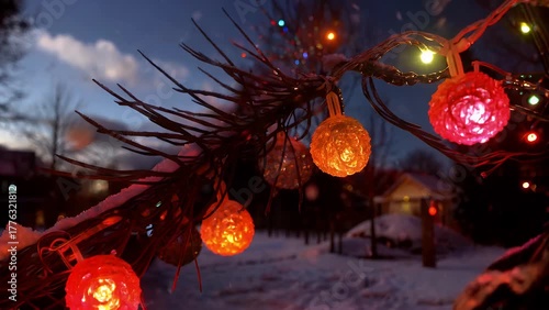 flexible cord supporting a series of small illuminated bulbs dedicated to a seasonal celebration blinks in a repeatable