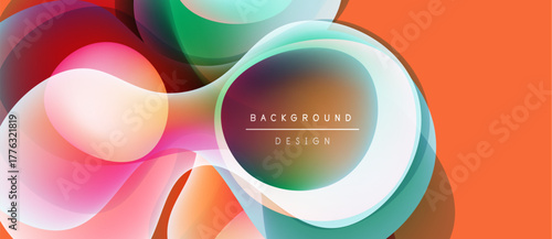 Abstract colorful layers create dynamic visual effect. Smooth gradients blend, forming modern background design. Orange dominates composition.