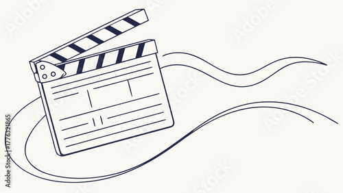 Capture the Magic of Filmmaking: Stylish Clapperboard Illustration for Dynamic Movie Projects and Creative Storytelling with a Classic Hollywood Touch
