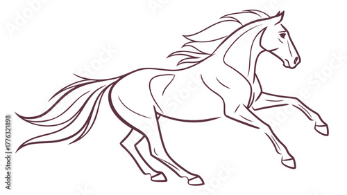 Elegant horse illustration with dynamic movement, perfect for branding or design projects, expressing freedom and strength in a minimalist style artwork