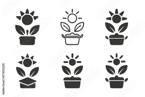 Sustainable Energy Logos. Renewable energy in rural areas without technology dependence. Set Logo of renewable energy in rural areas without technology