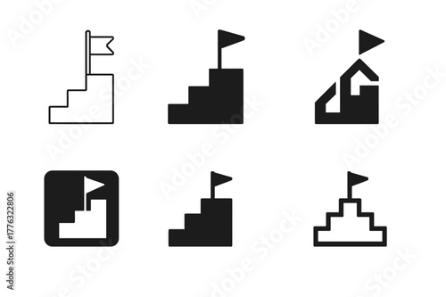 Career Growth Logos. Creating an effective career development plan. Icon set. Set Logo of creating an effective career development plan: ascending staircase