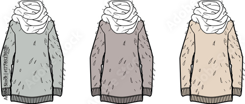 Illustration of Cozy Cardigans in Varied Colors Fashion Apparel Graphic