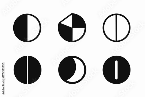 Contrasting Logo Variations. Maximum contrast. Set Logo of maximum contrast: contrast slider icon. Icon set. harmonious logo variations of the same emblematic