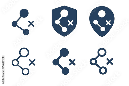 Creative Logo Variations. Team performance dashboard. Set Logo of Team performance dashboard: tactics board with connected nodes. harmonious logo variations of