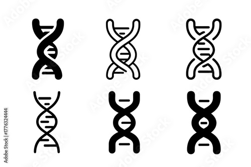 Genetic Testing Logos. Genetic testing in healthcare. Set Logo of Genetic testing in healthcare: chromosome icon with helix pattern. Icon set. harmonious logo