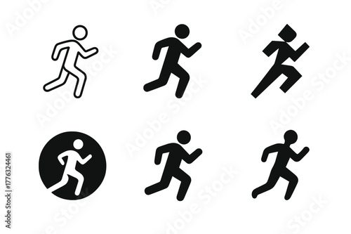 Exercise Logo Variations. The importance of exercise. Set Logo of the importance of exercise: running silhouette. Icon set. harmonious logo variations of the