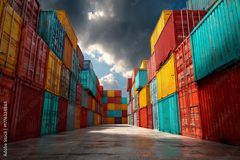 Fototapeta premium Global commerce encapsulated: vibrant trade dynamics among major economies. Magazine cover. Complex connections: trade pathways linking major global economies. Simple life. True story.