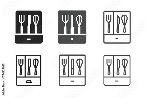 Drawer Organizer Logos. Using drawer organizers for kitchen gadgets. Set Logo of Using drawer organizers for kitchen gadgets: drawer with smart space