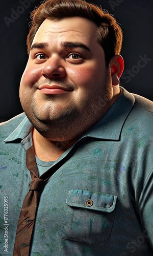 Friendly Cartoon Character – Teal Shirt, Gentle Smile, and Expressive Animation in Close-Up