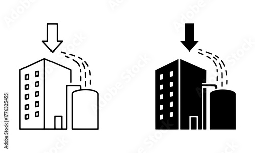 Rainwater Harvesting Tank Icons Vector