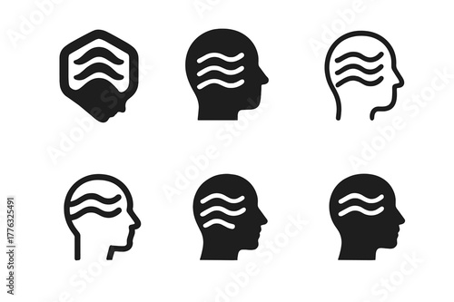 Mindfulness Logo Variations. A person practicing mindfulness and breathing exercises for self-improvement. Set Logo of A person practicing mindfulness and