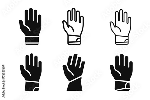 Esports Logo Variations. Esports training. Icon set. Set Logo of esports training: ergonomic hand stretch glove. harmonious logo variations of the same