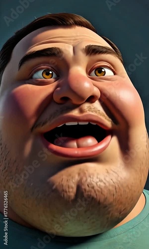 Expressive Cartoon Character – Lively Animation with Open-Mouth Pose and Realistic Facial Detail