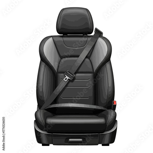Car Seat with Safety Belt Automotive Interior Protection Vector Illustration