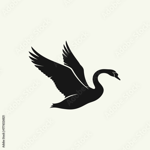Black Swan Icon Elegant Bird Silhouette Wildlife Vector Illustration