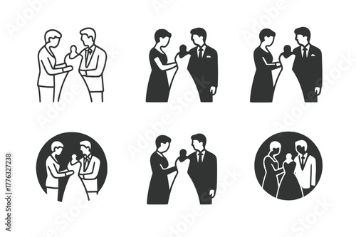 Event Preparation Logos. Helping a loved one prepare for a big life event, like a wedding or graduation. Set Logo of Helping a loved one prepare for a big life