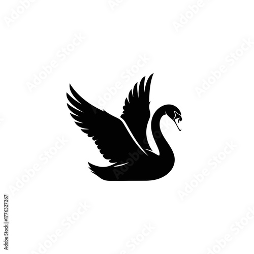 Black Swan Icon Elegant Bird Silhouette Wildlife Vector Illustration