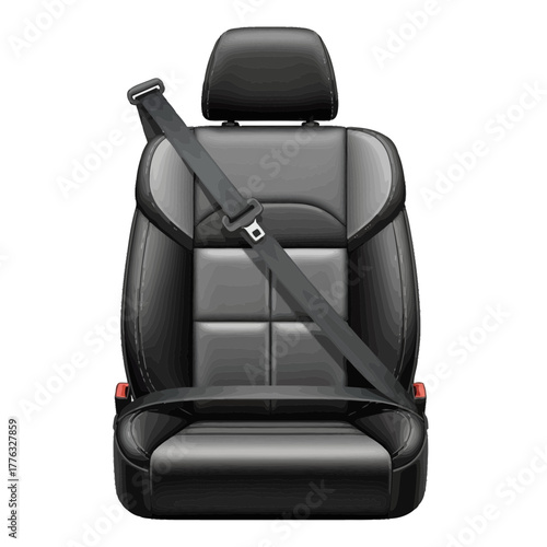 Car Seat with Safety Belt Automotive Interior Protection Vector Illustration