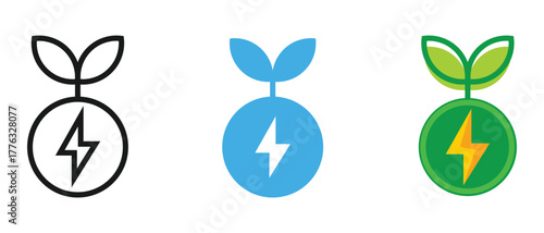 renewable energy icon, simple logo style, outline, solid and colored.