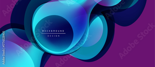 Abstract fluid shapes, vibrant colors blend. Purple, blue hues dominate design. Modern aesthetic, dynamic composition. Background element.