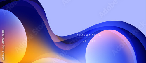 Abstract fluid shapes, blue hues dominate. Gradient background creates dynamic visual effect. Modern design element for digital projects.