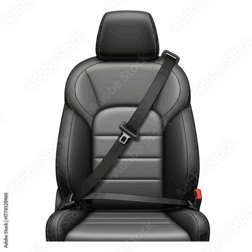 Car Seat with Safety Belt Automotive Interior Protection Vector Illustration