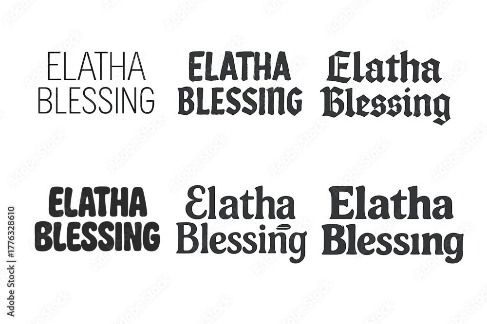 Obraz premium Creative Lettering Grid. Elatha Blessing. Set lettering. harmonious lettering variations of the same emblematic concept, each with different artistic