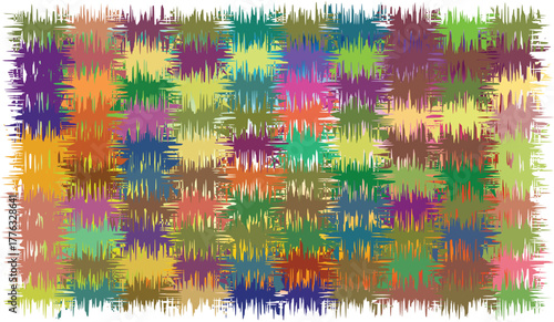 Abstract mosaic of vibrant jagged starburst shapes in a chaotic yet colorful pattern