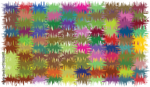 Vibrant abstract patchwork of jagged colorful shapes with a textured appearance