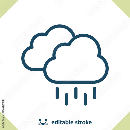 Raining Icon - Rain, Weather, Cloud, Cloudy, Raindrop, Droplet