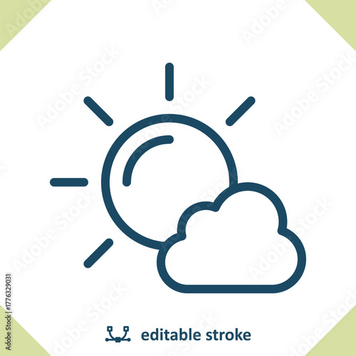 Sun And Cloud Icon - Cloudy, Weather