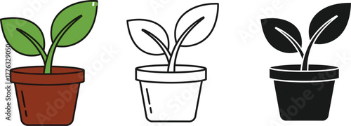 Plant in pot vector illustration gardening and plant care icon