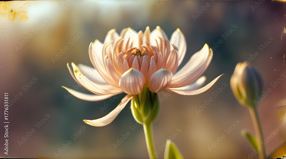 Fototapeta premium Vintage Style Lotus Flower in Bloom with Aged Texture