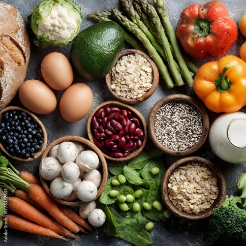 Wallpaper Mural Fresh organic vegetables and fruits variety on a white background Torontodigital.ca