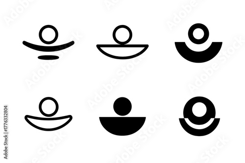 Balance Logo Variations. balance. Set Logo of balance: Balance board rocker. Icon set. harmonious logo variations of the same emblematic concept, each with