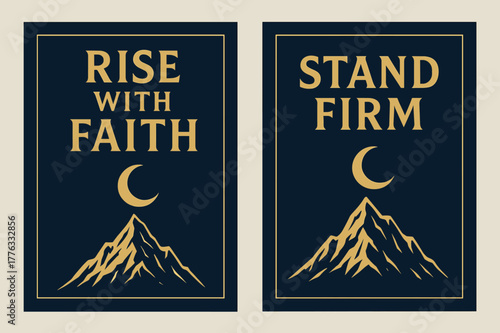 Resilient Faith Banners. Resilient Faith. Two vertical A6 banners with safe margins, centered composition, no elements touching edges, bold, navy and gold,