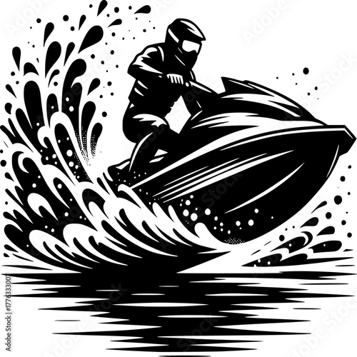 Action on the Water: Capturing a silhouette of a person on a jet ski gracefully cutting through the water, creating a stunning visual of speed and adventure.