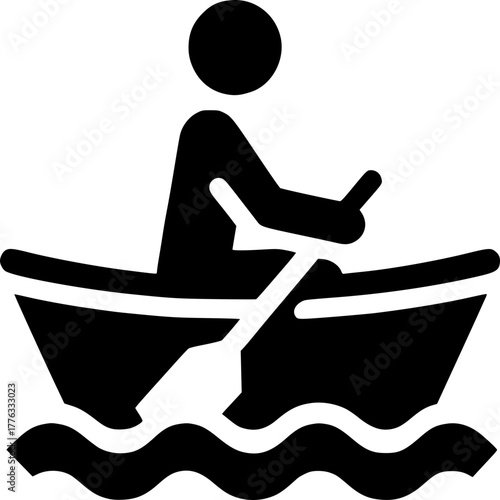 Rowing Silhouette on the Water: A simple yet evocative silhouette captures a person gracefully maneuvering a rowboat, illustrating the timeless pursuit of paddling on the open water.