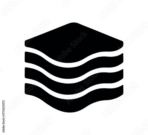 strata flat black solid vector illustration isolated on white background